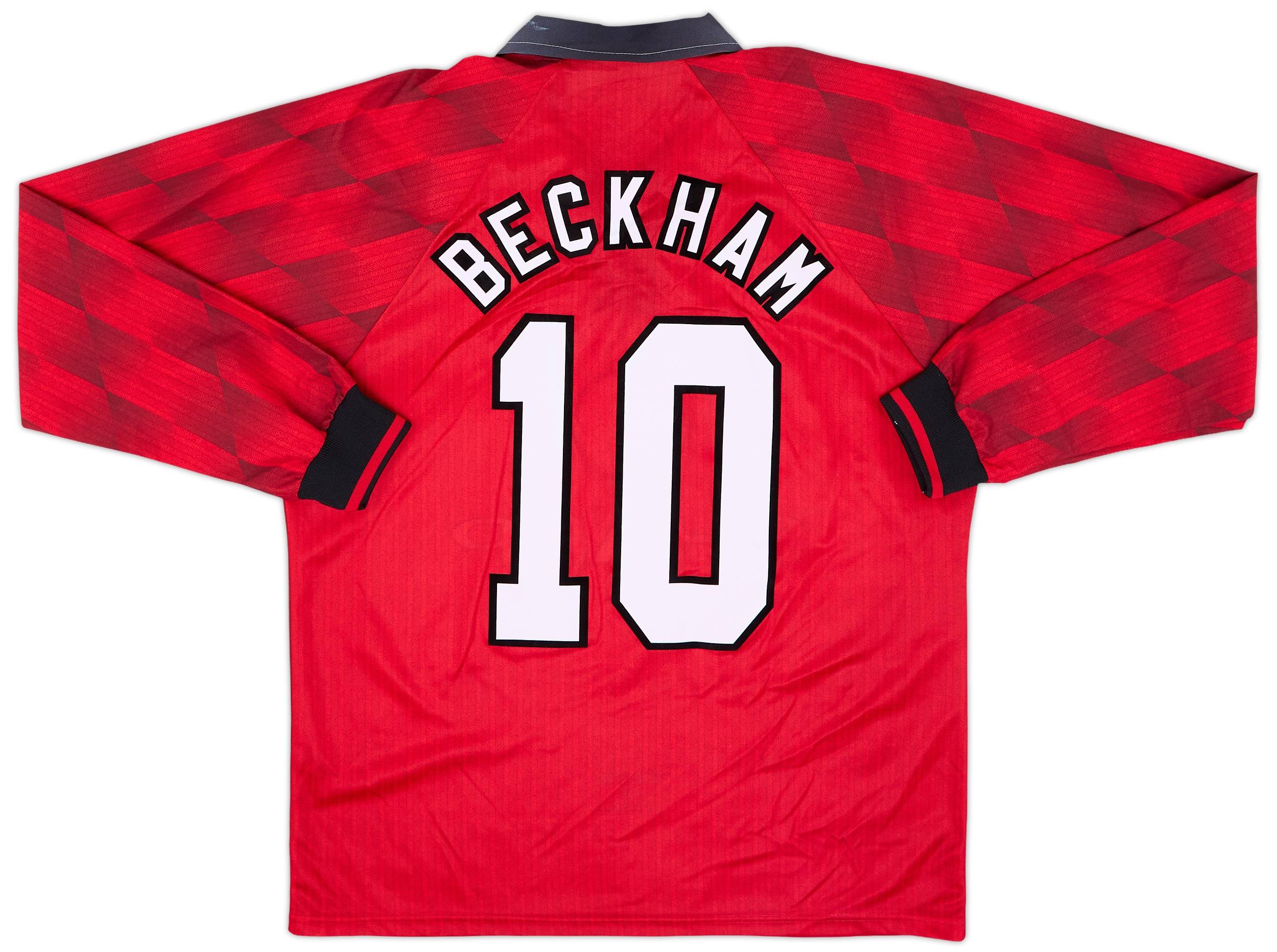 1996-98 Manchester United Home L/S Shirt Beckham #10 (M)