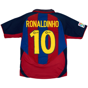 2003-04 Barcelona Maillot Domicile Ronaldinho #10 - 6/10 - (XL.Boys)