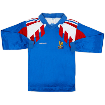1990-92 France Maillot Domicile Manches Longues - 8/10 - (XL Enfant)