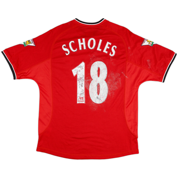 2000-02 Manchester United Maillot domicile Scholes #18 - 4/10 - (M)