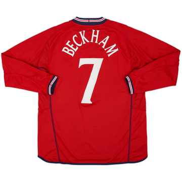2002-04 England Maillot Extérieur Manches Longues Beckham #7 - 6/10 - (M)