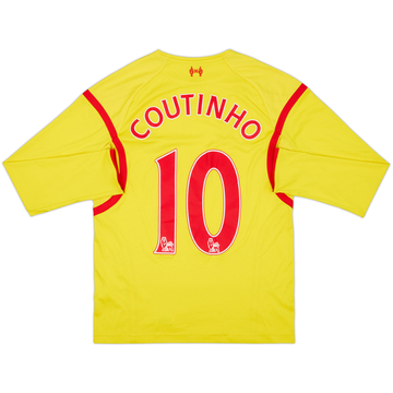 Liverpool 2014-15 Maillot extérieur manches longues Coutinho #10 - 6/10 - (S)