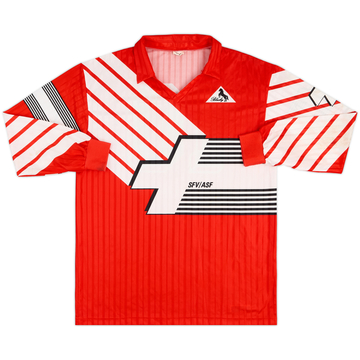 1990 Switzerland Maillot Domicile Manches Longues Porté en Match #10 (Sutter)