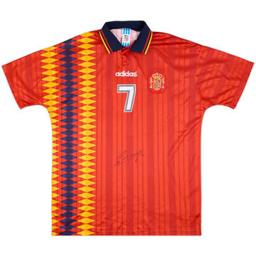 Maillot domicile Espagne 1994-96, version match, signé #7