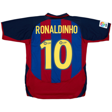 2003-04 Barcelona Maillot Domicile Ronaldinho #10 - 8/10 - (XL.Boys)