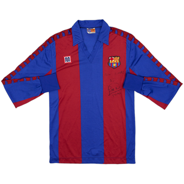 1984-89 Barcelona Maillot Domicile L/S Signé - 9/10 - (XS)