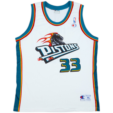 1996-00 Detroit Pistons Hill #33 Maillot Domicile Champion - 9/10 - (XL)