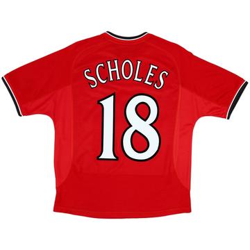 2000-02 Manchester United Maillot domicile Scholes #18 - 8/10 - (Y)