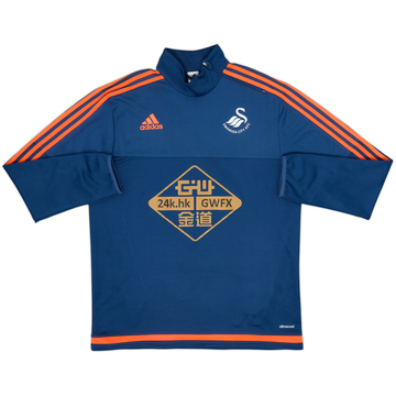 2015-16 Swansea adidas Haut d'entraînement 1/4 Zip - 8/10 - (L)