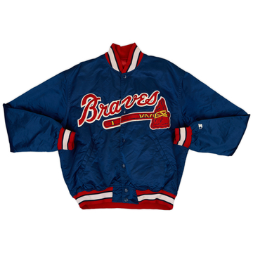 Blouson universitaire en satin Starter Atlanta Braves des années 1990 - 6/10 - (L)