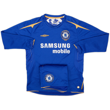2005-06 Chelsea Centenaire Domicile Maillot manches longues et Short - 8/10 - (Garçon M)