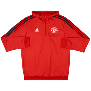 2022-23 Manchester United adidas Veste de survêtement à capuche 1/4 zippée - 9/10 - (L)