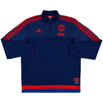 2015-16 Manchester United adidas Édition Staff 1/4 Zip Haut d'entraînement DB - 8/10 - (XL)