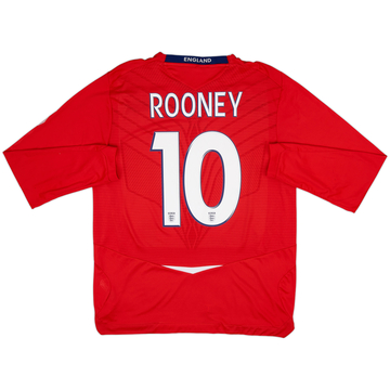 2008-10 England Maillot Extérieur Manches Longues Rooney #10 - 6/10 - (L)