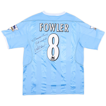2003-04 Manchester City Maillot domicile de match signé Fowler #8