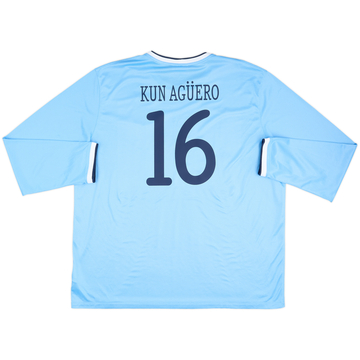 2013-14 Manchester City Maillot Domicile Manches Longues Kun Aguero #16 - 8/10 - (3XL)