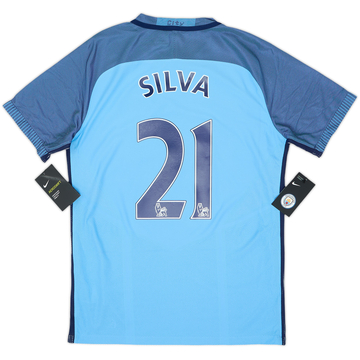 2016-17 Manchester City Maillot domicile authentique Silva #21 (M)