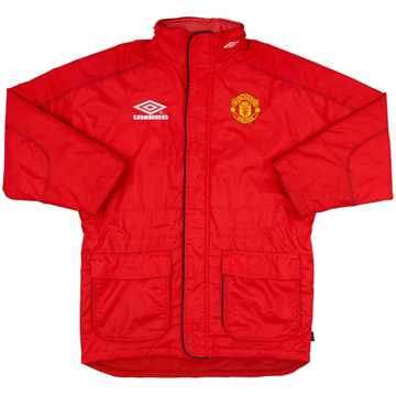 1998-99 Manchester United Umbro Manteau de banc rembourré à capuche - 8/10 - (Y)