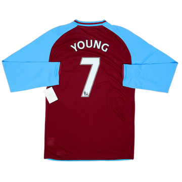 2008-09 Aston Villa Maillot domicile Version joueur Manches longues Young #7 (XL)