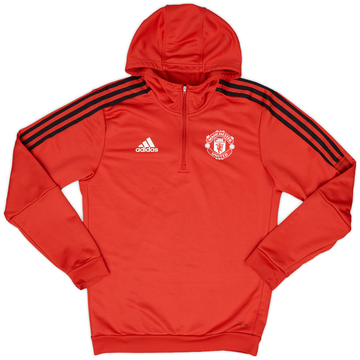 2021-22 Manchester United adidas Haut d'entraînement à capuche 1/4 Zip - 8/10 - (S)
