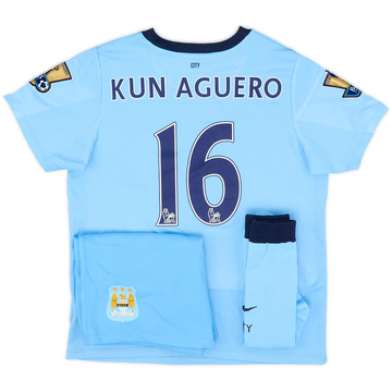 2014-15 Manchester City Tenue complète domicile Kun Aguero #16 - 6/10 - (7-8 ans)