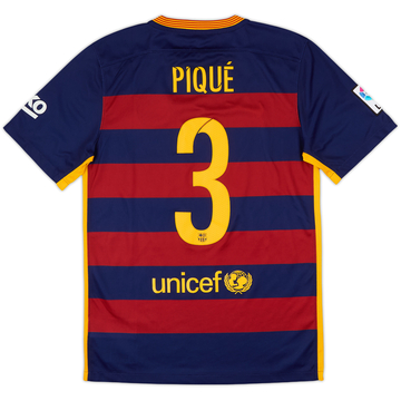 2015-16 Barcelona Maillot Domicile Pique #3 - 8/10 - (S)