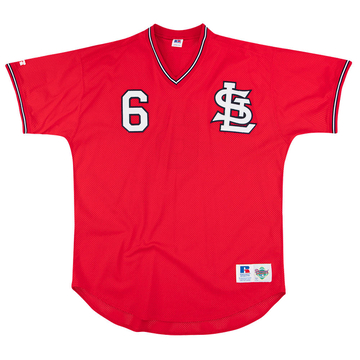 1990s St. Louis Cardinals Haarmann #6 Russell Athletic Diamond Collection Maillot d'entraînement XXL