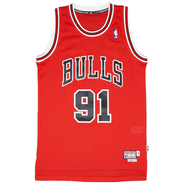 1995-98 Chicago Bulls Rodman #91 adidas Swingman Hardwood Classics Maillot extérieur - 9/10 - (S)