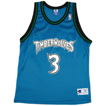 1996-99 Minnesota Timberwolves Marbury #3 Maillot Champion extérieur (Excellent) XL