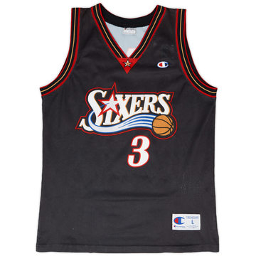1997-00 Philadelphia 76ers Iverson #3 Champion Maillot extérieur - 7/10 - (L)