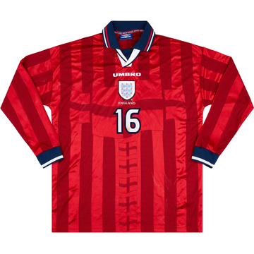 1997-99 England Maillot de match extérieur manches longues #16 (Butt)