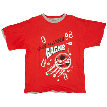 1998 France 98 Coca Cola Coupe Du Monde T-shirt graphique réversible - 9/10 - (XL)