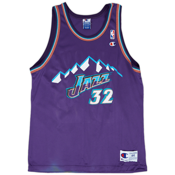 1996-02 Utah Jazz Malone #32 Champion Maillot extérieur - 5/10 - (L)