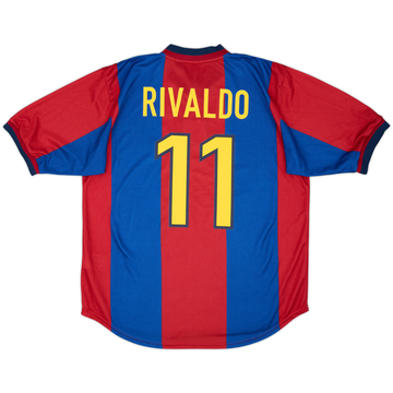 1998-00 Barcelona Maillot domicile version joueur Rivaldo #11 - 7/10 - (L)