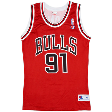 1995-98 Chicago Bulls Rodman #91 Champion Maillot extérieur - 6/10 - (XL)