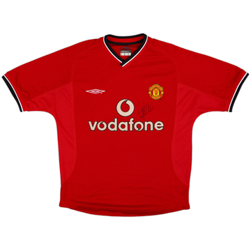 2000-02 Manchester United Maillot Domicile Signé - 9/10 - (Y)