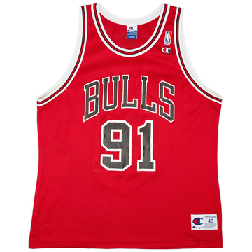 1995-98 Chicago Bulls Rodman #91 Champion Maillot extérieur (Excellent état) XL