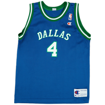 1996-01 Dallas Mavericks Finley #4 Champion Maillot extérieur (Excellent) L.Kids