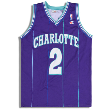 1995-96 Charlotte Hornets Johnson #2 Maillot Champion (Alternatif) L