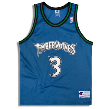 1996-99 Minnesota Timberwolves Marbury #3 Maillot Champion Extérieur L