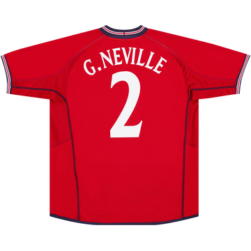 2002-04 England Maillot extérieur G.Neville #2 - 8/10