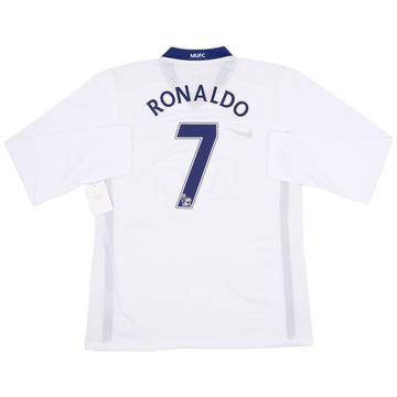 2008-10 Manchester United Maillot Extérieur Manches Longues Version Joueur Ronaldo #7 (XL)