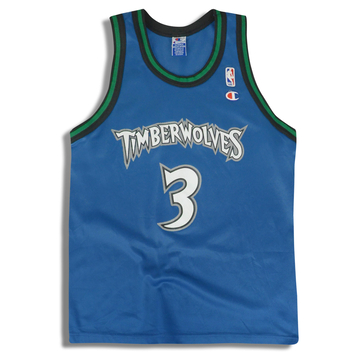 1996-99 Minnesota Timberwolves Marbury #3 Maillot Champion Extérieur S