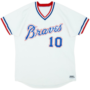 1980-86 Atlanta Braves Chambliss #10 Medalist Sand-Knit Maillot domicile authentique - 8/10 - (L)