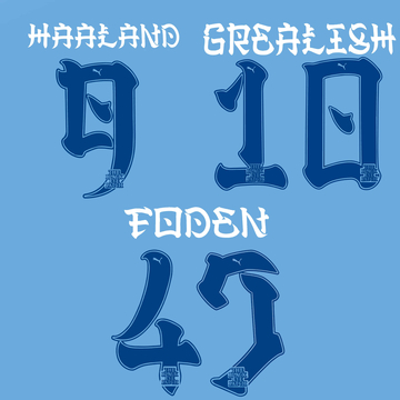 2023-24 Manchester City Domicile Pré-saison Japan Kit de noms