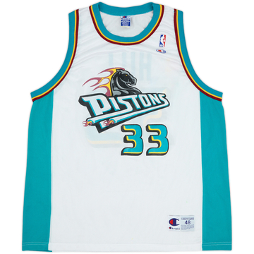 1996-00 Detroit Pistons Hill #33 Champion Maillot Domicile - 6/10 - (XL)