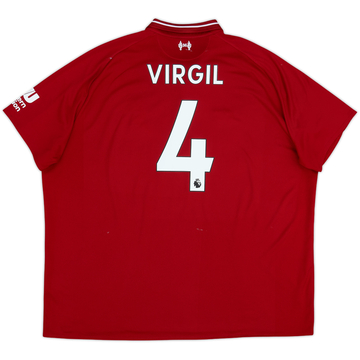 2018-19 Liverpool Maillot Domicile Virgil #4 - 6/10 - (3XL)