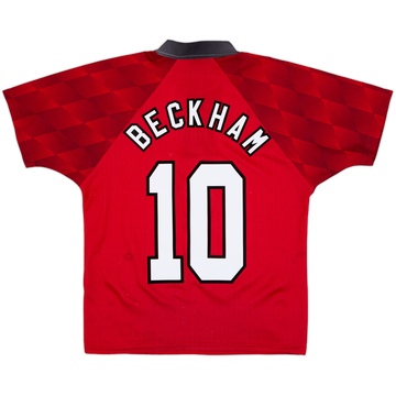 1996-98 Manchester United Maillot Domicile Beckham #10 - 8/10 - (Y)